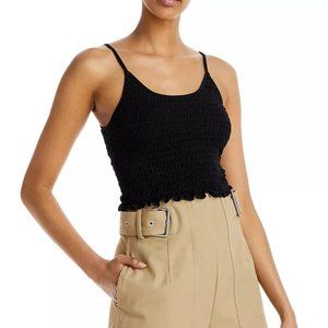 AQUA Smocked Tank Top In Black